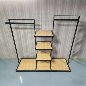 ชั้นวางเสื้อผ้าโลหะสีดำสไตล์มินิมอล 3 ชั้น พร้อมแท่นวาง<span class=keywords><strong>รองเท้า</strong></span> อุปกรณ์ตกแต่งร้านค้าครบชุดสำหรับบูติกและห้างสรรพสินค้า - Product Image 2