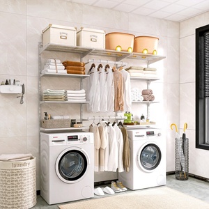 Giá đỡ kệ kim loại gắn tường có thể điều chỉnh kết hợp với thanh treo quần áo cho hệ thống treo quần áo mô đun, kệ lưu trữ trên thanh treo tường - Product Image 5