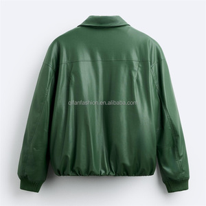 <span class=keywords><strong>Giacca</strong></span> di pelle Bomber antivento bianca <span class=keywords><strong>verde</strong></span> chiaro con colletto della <span class=keywords><strong>camicia</strong></span> personalizzato per gli uomini - Product Image 3