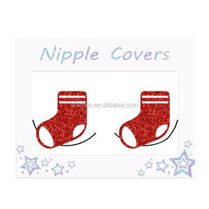 Shinein Vente flash Chaussettes de Noël jetables Sexy <span class=keywords><strong>Boobs</strong></span> Breast Pasties Personnalisé Femme Paillettes Cache-tétons pour fête - Product Image 2