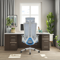 Chaise de bureau ergonomique ZHONG BAI de haute qualité, pivotante, réglable en hauteur, avec dossier haut en maille, base en acier et accoudoirs fixes