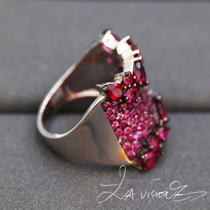 แหวนหยกประดับโรสการ์เนตธรรมชาติ ซีรีส์ Counterattack เครื่องประดับวินเทจสำหรับวันครบรอบ - Product Image 5