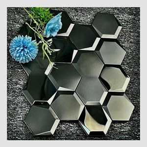 Hiện đại sang trọng kim loại hình lục giác khảm nghệ thuật ốp tường cho nhà bếp phòng khách khách sạn biệt thự nội thất backsplash tường phòng tắm - Product Image 4