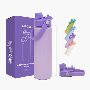 Custom logo 2 In1 Double Wall Tumbler Vacuum <b>Flask</b> Sport Gym Insulated Stainless Steel Water Bottle <b>with</b> <b>Straw</b> and Handle - Product Image 1