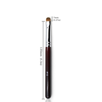 Pinceaux de nettoyage pour nail art français à manche en bois rouge foncé, avec logo personnalisé, virole sertie et poils ovales en nylon, tailles 8, 10, 12, 14, 16