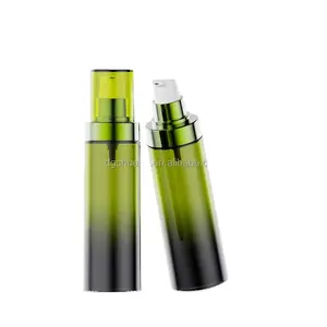 80毫升化妆品包装空塑料3盎司真空瓶护肤容器渐变绿色乳液管，带泵和防尘罩