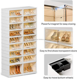 Organizador de Zapatos Plegable de Diseño Moderno, Armario de Almacenamiento de Zapatos Plegable con Puerta Magnética Transparente para Uso Doméstico - Product Image 6