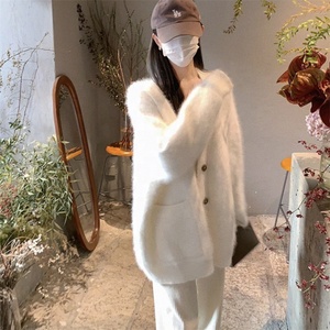 Nouveau cardigan en tricot surdimensionné personnalisé, <span class=keywords><strong>manteau</strong></span> en fausse fourrure pour femmes, hiver, tricot doux pour ordinateur, cardigan veste - Product Image 5