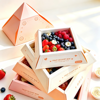 Anpassbare 4-Fach Dessertbox mit Trennwänden für Kuchen und Gebäck für Bäckerei Snack Süßgebäck Pyramidenförmige Papierbox