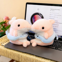 Peluche Kawaii d'été sur le thème des animaux marins avec bouée de natation requin, mini dauphin, phoque, jouet doux, coffret cadeau d'été