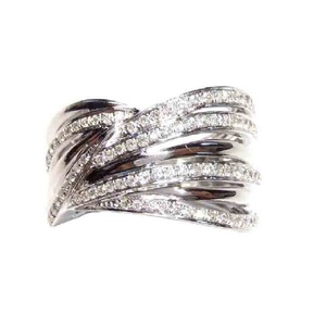 Dernier design, luxe classique, sertissage pavé, or blanc massif 18 carats, diamant véritable, bijoux fins, bague de fiançailles, demi-alliance éternité, mariage - Product Image 1