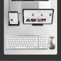 Kit Clavier et Souris Ergonomique Portable Ultra Fin 2,4 GHz Sans Fil avec Rétroéclairage LED, 78 Touches à Switch Noir, 1200 DPI, Rechargeable
