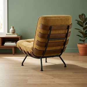 Midcentury Modern Office Chair with <b>Footrest</b> PU Leather Chrome Base Swivel Ergonomic Executive Chair - Product Image 4