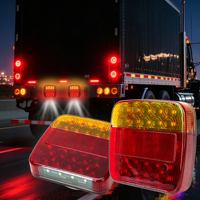 Nouvelles lampes de signalisation LED sans fil rechargeables en alliage d'aluminium magnétique pour remorque, bleues, avec fonctions de freinage, de clignotement et de signalisation de remorquage, étanches IP67