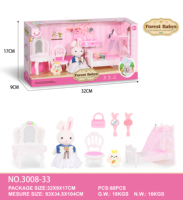 Bricolage lapin rose maison de poupée Mini meubles Mini chambre à coucher mignon lapin jeu maison jouet fille cadeau d'anniversaire