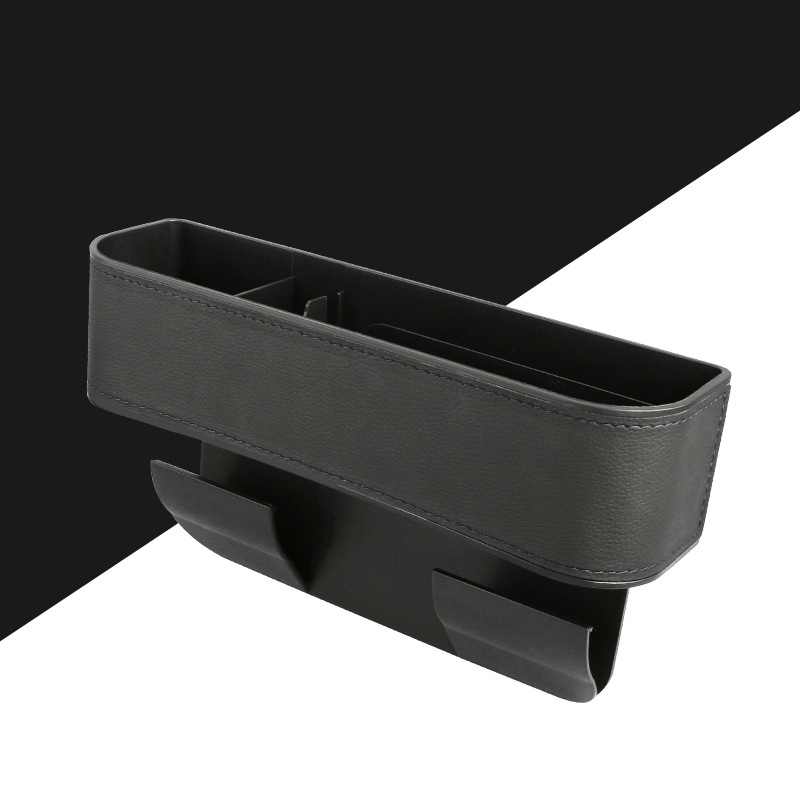CarClean PU Leather Car Seat Side Gap Filler Organizer with Cup Holder - Center Console Storage Box