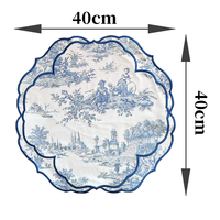 Set de table décoratif rétro en lin de 40 cm, forme fleur, écologique, lavable, matériau inaltérable, imprimé, taille personnalisée, vente en gros
