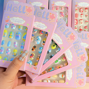 Nuevas 24 <span class=keywords><strong>Uñas</strong></span> Postizas Infantiles de Dibujos Animados por Caja, <span class=keywords><strong>Uñas</strong></span> Postizas de Cobertura Completa, <span class=keywords><strong>Uñas</strong></span> Acrílicas Desmontables con Pegamento, Decoración de <span class=keywords><strong>Manicura</strong></span> para Niños - Product Image 3