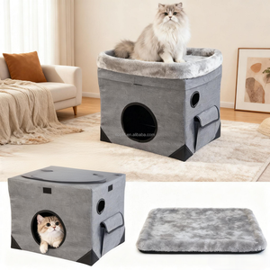 Rimovibile condominio per gatti con aperture di ventilazione e tasche laterali pieghevole <span class=keywords><strong>Cat</strong></span> Cube e <span class=keywords><strong>Cat</strong></span> Cave con letto - Product Image 5