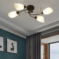 Plafonnier en cristal nordique pour salon et salle à manger - Design moderne minimaliste, construction en fer et verre LED, lumière 3 couleurs