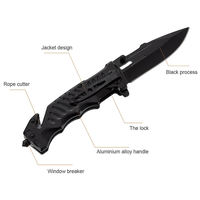 Couteau de poche pliant ultra-affûté à revêtement noir de haute qualité, manche en aluminium, lame à pointe tombante, longueur totale de 230 mm pour le bricolage et les activités de plein air