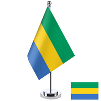 Ensemble de mini-drapeaux de bureau 13 pouces avec base noire, drapeau miniature du Gabon de luxe pour bureau (lot de 2) en polyester durable
