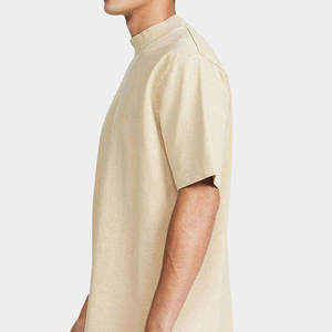 T-shirt uni oversize pour homme, style streetwear, coupe droite à épaules tombantes, en coton épais, coupe ample, pour l'été - Product Image 4