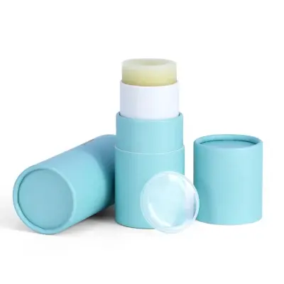 Eco Vriendelijke Kartonnen Deodorant Cilinder Verpakking Twist Up Lipgloss Jar Mannen Massief Parfum Stick Lipbalsem Container Papieren Buis