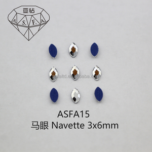 ASFA15 Navette Strass thermocollants 3*6 MM pour machine à thermocoller, pour la décoration de vêtements - Product Image 2