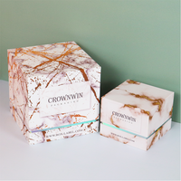 Caja de Embalaje de Lujo Personalizada para Velas, con Textura de Mármol, Estampado en Lámina Dorada, Caja de Regalo de Cartón Rígido Certificado