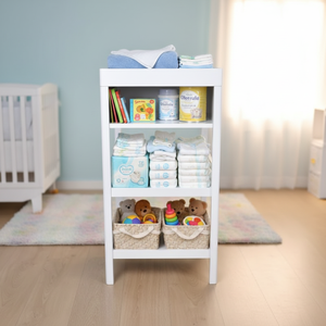 Organisateur de couches pour bébé moderne, <span class=keywords><strong>rangement</strong></span> 2 en 1, chariot organisateur, 3 niveaux, bois massif, table à langer durable, tiroir, <span class=keywords><strong>chambre</strong></span> d'enfant - Product Image 4