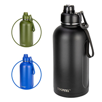 Bouteille d'eau isotherme en acier inoxydable 74 oz, 2,2 L, double paroi sous vide, grande thermos anti-fuite pour eau froide