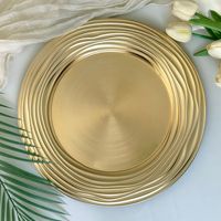 Assiette de présentation de luxe dorée à bords ondulés de 13 pouces, réutilisable, en plastique, pour décoration de mariage et de fêtes à la maison et en cuisine