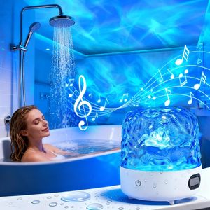 2026 New CUSTOM LOGO Shower Light With <b>Bluetooth</b> Speaker Waterproof 16 Colors Ocean Wave <b>Projector</b> For Bath Room - Product Image 1