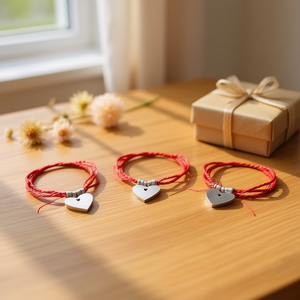 Braccialetto in Acciaio Inossidabile con Corda Rossa, Set Regalo di 12 Pezzi di Gioielli Fatti a Mano con Ciondolo a Cuore - Product Image 3