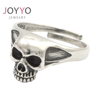 Bague Crâne en Argent Sterling Style Gothique Religieux Vintage Antique pour Homme Motard, Cadeau Anniversaire Mariage Fête, Bague Éternité Crâne