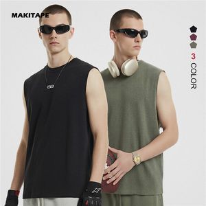 Custom Cotton 325gsm High Quality Street Batik Distressed Vests Sleeveless t Shirts Boxy Crew Neck Printed <b>Tshirts</b> for Men - Product Image 1