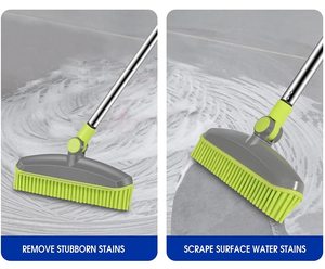 Balai rotatif en acier inoxydable avec brosses en plastique TPR, balai magique doux pour nettoyer les tapis et les sols, ensemble balai et pelle - Product Image 3