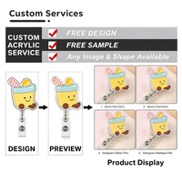 Collection de porte-badges rétractables personnalisés en forme de peluche alimentaire : Topper interchangeable, porte-carte d'identité, cadeau pour collègue, étiquette nominative, cordon, compatible IRM