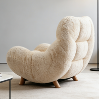 Fauteuil individuel de salon avec revêtement en tissu de laine et cadre en bois, fauteuil d'appoint pour la maison ou le bureau