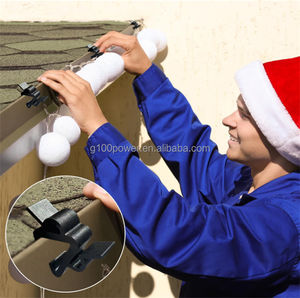 Clip de lumière de noël <span class=keywords><strong>crochet</strong></span> de <span class=keywords><strong>gouttière</strong></span> extérieur 100 pièces crochets de suspension de vacances Mini Clips en plastique résistant aux intempéries pour guirlandes lumineuses - Product Image 5