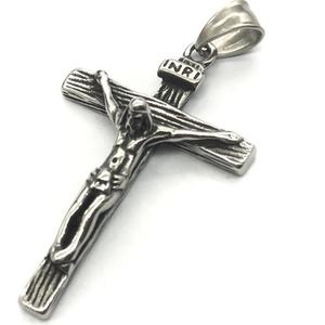 Yiwu Aceon acier inoxydable croyance religieuse INRI mot Texture jésus sur croix unisexe Antique saint prier église pendentif - Product Image 1