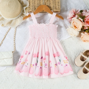 Vestito Estivo da Bambina Senza Maniche con Stampa Farfalle e Cappello, Abito Carino per Vacanze - Product Image 2