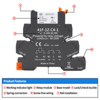 10 pièces relais mince 5V 12V 24V relais monté sur Rail DIN HF41F SSR 30VDC 250VAC relais d'interface haute fréquence avec Led 6A