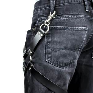 Hommes Femmes <span class=keywords><strong>Jeans</strong></span> Punk PU Cuir Jarretière Harnais Taille Jambe Bondage Bretelles Harnais avec Boucle Bretelles - Product Image 3