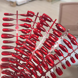 30 faux ongles magnétiques œil <span class=keywords><strong>de</strong></span> chat rouges porte-bonheur, réutilisables, couvrance totale, formes amande, carrée, cercueil, brillants, bordeaux, à presser - Product Image 5