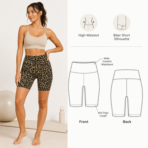 Shorts leggings léopard en nylon décontractés pour femme, taille haute, respirants, pour le sport et le quotidien estival - Product Image 1