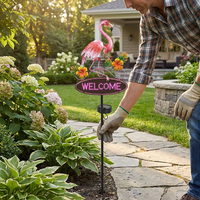 Lampes solaires de jardin d'extérieur, design flamant rose, étanches IP65, petites lampes à piquet LED avec lumière blanc chaud, à suspendre pour la cour et la pelouse