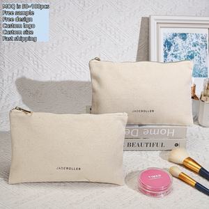 Bolsa de Maquillaje de Lona de Algodón Ecológica Personalizada al por Mayor, Bolsa de Cosméticos de Viaje de Algodón Reciclado - Product Image 3