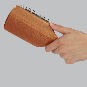 Natural Sapele Wood Boar Bristle Air Cushion Paddle Hairbrush Anti-Static <strong>Scalp</strong> <strong>Massager</strong> OEM Manufacture - Product Image 3